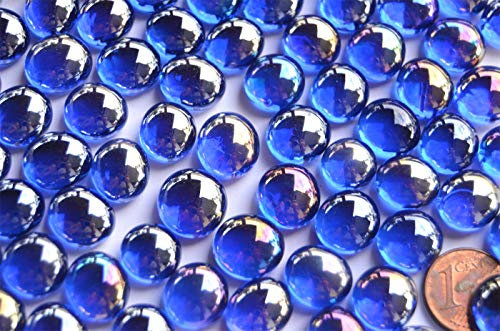 Bazare Masud e.K. 70g Mini Glasnuggets 10-12mm Muggelsteine ca. 50 Stück Glassteine Dekosteine (Kobaltblau irisierend)