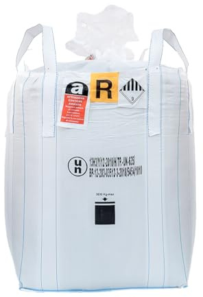 IMBALLAGGI 2000-1 Sacco Big Bag Omologato R+A, 1000 kg 90x90x120 cm, Sacco Polipropilene Trasporto e Smaltimento Rifiuti Pericolosi, Chiusura Caramella (Rifiuti pericolosi R+A, 1 sacco)