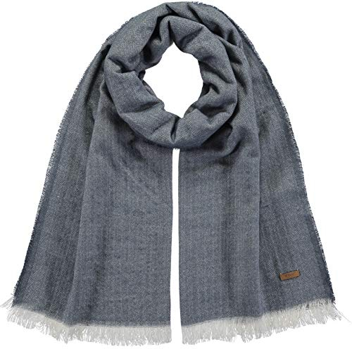 Barts Schal Folk Scarf grün Unifarben Fischgrat Feinstrick Fransen (38 denim, one-size)
