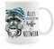 ilka parey wandtattoo-welt Tasse Becher Waschbär mit Kaffeetasse Schlafmütze & Spruch Alles vor dem ersten Kaffee ist Notwehr Kaffeebecher Geschenk ts1112