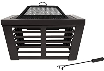 La Hacienda Elda Brasero Exterieur- Foyer Multifonctionnel avec Grille - Pare-étincelles - 75x75x55cm