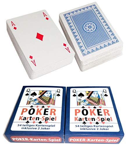 O&W Security Hochwertige 4X Pokerkarten Mit Plastikdeck, 54 Karten pro Deck, inklusive 2 Joker, wasserabweisend und langlebig
