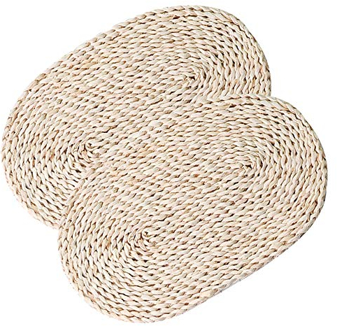 IHONYI 2 Stück Runde Platzsets, Handgewebte und Bambus Rattan Tischsets,30 x 45 cm Platzsets für Hochzeit, Fest, Küche