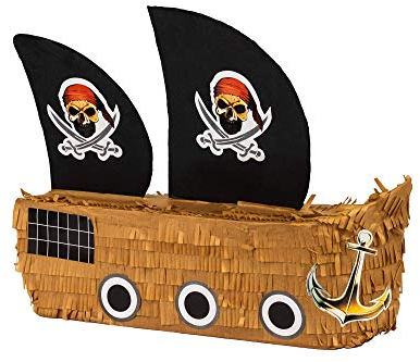 Trendario Pinata Piratenschiff, Ideal zum Befüllen mit Süßigkeiten und Geschenken - Piñata für Kindergeburtstag Spiel, Geschenkidee, Party, Hochzeit