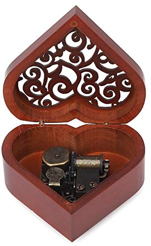 MAGT Spieluhr, Holzhandwerk Spieluhr Herzförmige Spieluhr Brown Hollow Spieluhr Geschenk zum Geburtstag(Castle in The Sky)