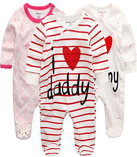 Kiddiezoom Grenouillère à manches longues en coton pour bébé garçon, coupe ajustée, recouvre les pieds, 6-9 Months