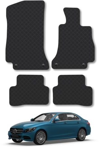 Mercedes C-Class (2014-2021) [Estate, Saloon] 3mm Rubber Car Mats | Tailored Fit Durable Floor Mats Full Coverage Protection Waterproof Accessories Easy Clean Anti Slip Made in the UK