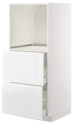 MAXIMERA/METOD Hochschrank mit 2 Schubladen für Backofen 60x62,1x148cm weiß/Voxtorp hochglänzend/weiß