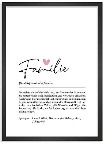Himmelsflüsterer - Definition Poster & Kunstdrucke | Familie Geschenk | Wandbilder | Geschenke für Familie Geburtstag | Wanddeko Deko Wohnzimmer | Bilder mit Rahmen | DINA A4 mit Rahmen