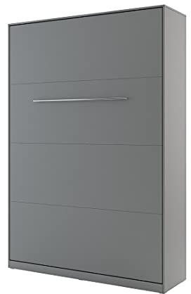 Schrankbett Concept PRO Vertikal, Wandklappbett, Bettschrank, Wandbett, Schrank mit integriertem Klappbett, Funktionsbett (140 x 200 cm, Grau, Vertikal)