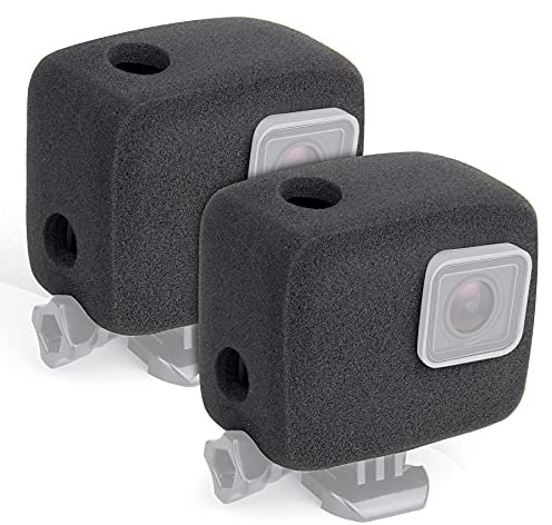 GEPULY Custodia antivento per GoPro Hero 7, 6, 5, nero, riduce il rumore del vento per una registrazione audio ottimale, confezione da 2