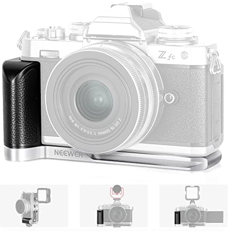 NEEWER Poignée Z FC Compatible avec Nikon, L Plate Bracket en Alliage d'Aluminium avec Grip en Cuir Rétro, Filetage 1/4, Sabot Froid, Compatible avec Nikon Z FC (VS108)