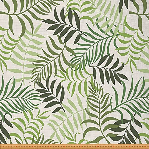 Blattstoff Meterware Dekostoff mit Palmen sommerliche hawaiianische botanische Blätter Polsterstoff für Stühle grüner Ombre Stoff für drinnen und draußen 920 x 150 (HxB) grün weiß
