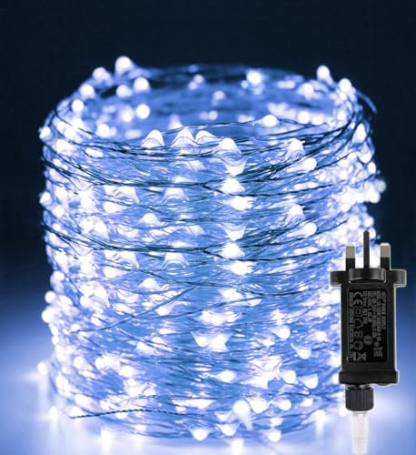 String Lights Copper Wire Silver Coated, 164FT 50M 500 LED Christmas Decorations, Indoor Outdoor Xmas Decor 8 Modes Waterproof Fairy Light for Tree,Party, Home, Halloween, Garden,Wedding - Cool White