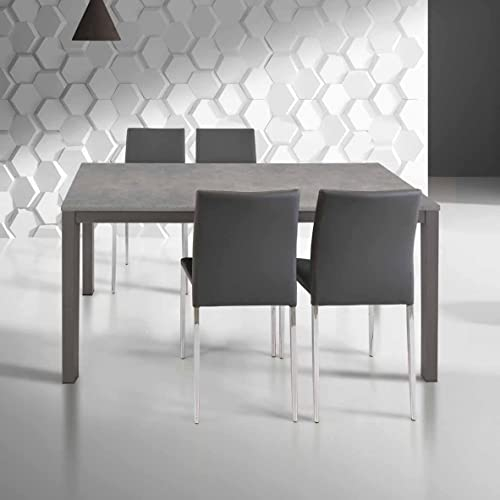 Mar.c.a. Design - Tavolo Allungabile Sala da Pranzo, Cucina o Salotto con 1 Allunga da 50 cm, Piano in Legno Grigio e Struttura in Metallo Made in Italy (Misure: Chiuso 110 x 70 Aperto 160 x 70 cm)
