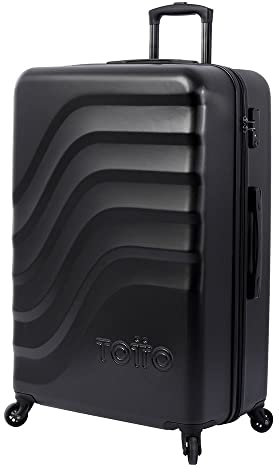 TOTTO - Maleta Rígida Grande, Modelo Bazy, 51.8 x 78.8 x 30 cm, Capacidad 98 L, Resistencia a Impactos, Ruedas 360º, Manija Telescópica, Correas de Compresión Internas, Candado TSA, Color Negro