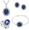 TOFBS Parure Gioielli per Donna Ragazze Zirconi Cubici Collana Orecchini Bracciali e Anelli Set Principessa Diana (Blu reale)
