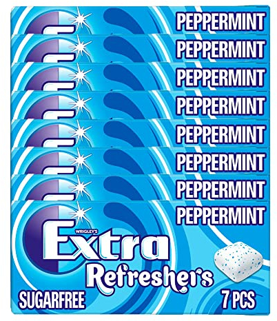 8 x 7pcs Extra Refreshers Peppermint Sugarfree Chewing Gum Handy Box