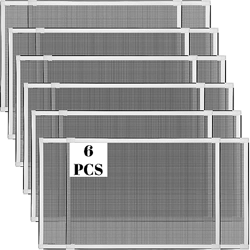 Treela Lot de 6 moustiquaires de fenêtre réglables et extensibles, 50,8 x 71,1 à 137,2 cm (l x L), grands inserts en maille pour fenêtre coulissante horizontale, anti-moustiques et animaux domestiques