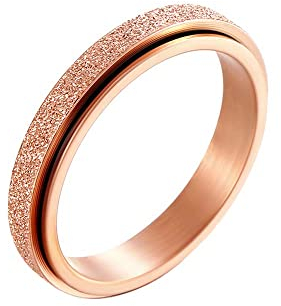 PAURO Unisex Edelstahl 4mm Regenbogen Flagge Angst drehbar Sorge Band Ring Roségold Größe 57 (18.1)