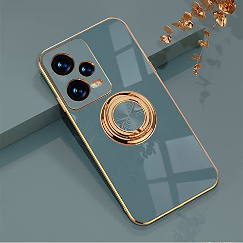XINYEXIN Xiaomi Redmi Note 12 Pro Plus 5G Hülle Mit Ringständer - 360 Grad Drehbarer Ständer Handyhülle, Mode Silikon Stoßfeste Schutzhülle für Redmi Note 12 Pro+ - Grau