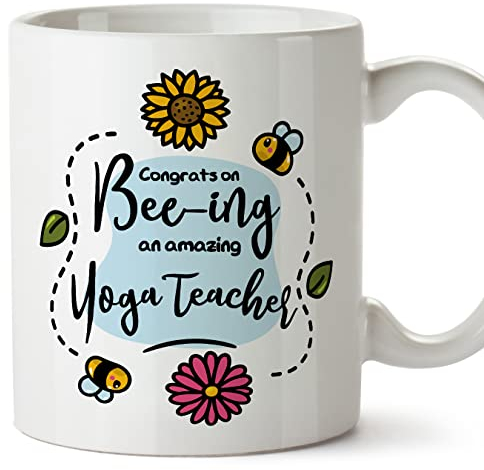 MUGFFINS Tazas para PROFESORA DE YOGA - En Inglés - Thanks For Beeing Amazing - 11 oz / 330 ml - Regalo original y divertido