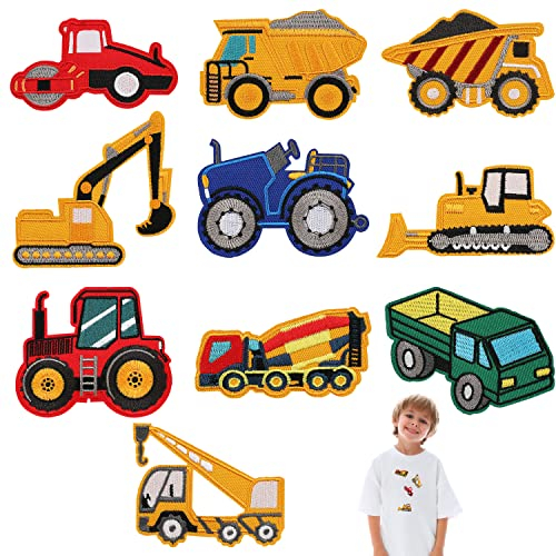 10pcs Vehicle Patches Set, Sew/Iron Embroidered Cloth Patches, Kids Iron-on Patches, Suitable for Jeans, Jackets, Shirts, Hats, etc.