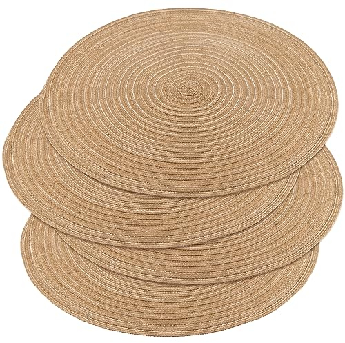 PUCSIQ 4 Stücke Runde Platzsets und Untersetzer - Aus Baumwolle, Ø 36cm Runde Boho Tischsets, abwaschbar und hitzebeständig Platzdeckchen Boho für Küche, Tisch, Party und Hochzeit.