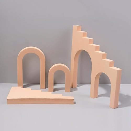 Geometrische Formen aus Schaumstoff, Fotografie-Requisiten für Schmuck und Kosmetik, Flach Liegend (Hautfarben-Leiter-Kombination)