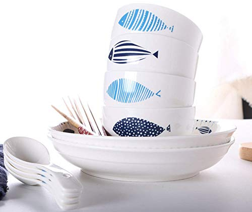 Service De Table En Céramique Avec Motif De Poissons