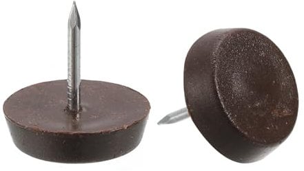 sourcing map Nail on Furniture Glides, 25pcs 17.5mm Plastic Furniture Feet Sliders Chair Leg Floor Protectors for Wooden Furniture, Brown