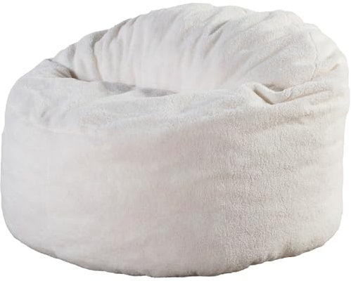 bananair - Sitzsack aus Bouclé-Stoff 100 cm für Kinder und Erwachsene - Weich und Bequem - Optimale Unterstützung für den Rücken - Sitzsack mit Füllung, Bean Bag, Bodensofa, Puff (Weiß)