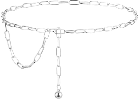 Molain Gürtel Damen Kettengürtel, Taillenkette aus Metall, Einstellbar Taillenkette Verstellbare Metall Körper Glieder Gürtel Body Link Gürtel Mode Taillen Gürtel für Jeanskleider (Silber)