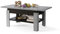 All4All Couchtisch Rino - Kaffeetisch - Wohnzimmertisch mit Ablage - Sofatisch - ausziehbar bis 170cm - höhenverstellbar - 130x65cm - 05 - Beton + Schwarz