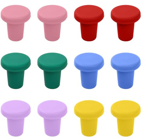 ShengxiLot de 12 Bouchons de Vin Colorées Bouchon Bouteille en Silicone Bouchon Bouteille Vin Réutilisable Bouchons Couverture Bouteille Vin pour Garder Le Vin Frais