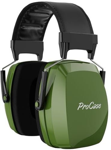 ProCase Ear Defenders Adults, SNR 36dB Professional Hearing Protection Noise Cancelling Headphones Earmuffs with Adjustable Headband for Autism Hunting Shooting Gardening DIY Working -Armygreen