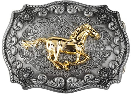 Diarypiece Große Cowboy-Gürtelschnalle, lange Horn-Bull-Gürtelschnalle für Herren, Western-Gürtelschnalle, Galoppierpferd, Adjustable size