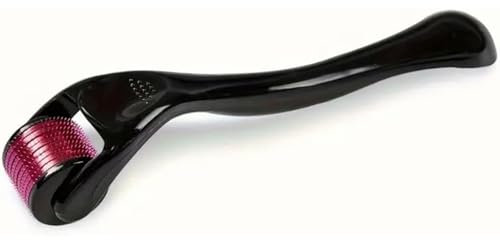 HealthyMoov rouleau derma roller Noir fuschia visage taille 0,25 mm 540 micro aiguilles améliore l'aspect de la peau affine les cicatrices du visage, aide repousse de la barbe pour les hommes