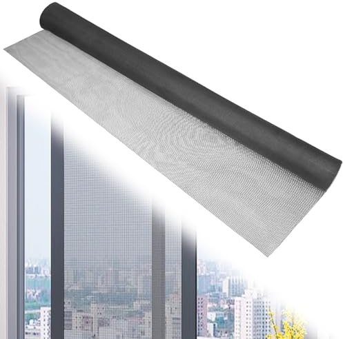 BAIFULAI Zanzariera per finestra, zanzariera al metro, 200 x 200 cm, zanzariera in fibra di vetro, tagliabile, in fibra di vetro, per porta del balcone, del soggiorno, della terrazza, colore nero
