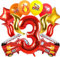 Feuerwehrauto Luftballon Set für 3. Geburtstag - 21 Stück Kindergeburtstag Deko, Folienballon, Luftballons für Feuerwehr Thema - 3 Jahre Jungen Mädchen Party Dekoration