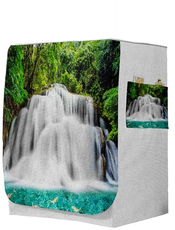Highdi 3D Funda de Lavadora Cubierta, Secadoras de Carga Frontal Protector Exterior Cubierta a Prueba de Polvo (Capacidad L 10,5~12 kg,Arroyos 8)