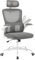WOLTU Bürostuhl ergonomisch, Schreibtischstuhl mit Schaukelfunktion, Verstellbare Kopfstütze, umkehrbare Armlehnen，Lendenwirbelstütze Arbeitsstuhl für Büro, Bürostühle 150 kg, Grau
