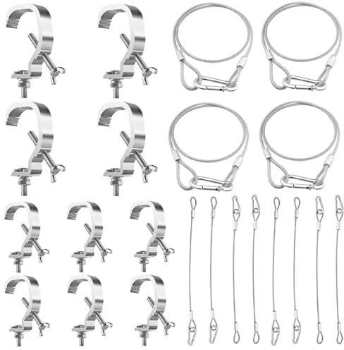 Morsetti per Luci Scena,Morsetto per Traliccio Luci,Truss Clamp Ganci Tralicci Luci,10pcs Truss Morsetto di fissaggio 30-52 mm Con 10 corde 80 mm di lunghezza per Accessori di illuminazione