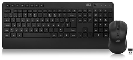 ACT Wireless Keyboard and Mouse Kit - AZERTY (FR) - Wireless Mouse and Keyboard for Computers and Laptops - DPI 1600 Mouse - Made from Recycled Materials - Compatible with Mac and