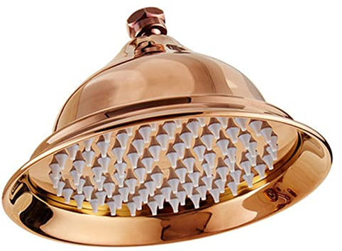 HZWMQDLF Soffione Doccia Oro Rotondo da 8 Pollici, Oro Rosa, Cromo, Antico, Bagno Nero in Ottone Solido Doccia di Rame Rame Soffione Doccia Anticalcare(Rose Gold)