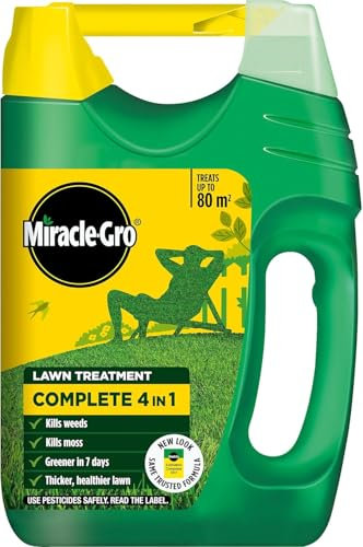 Miracle-Gro EverGreen Complete 4 in 1 Lawn Food – Feeds Grass, Kills Weeds & Moss – WaterSmart Formula for Drought Resistance – Greener Lawn in 7 Days (80m2)
