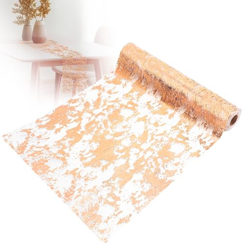 Tapvai 10m x 28 cm Rosa Runner Oro Da Tavolo, Runner Da Tavolo, Tovaglia Lucido, Con Rivestimento, Colore Oro, Tulle per Natale Feste Matrimoni Compleanni Festival Comunioni Pasqua