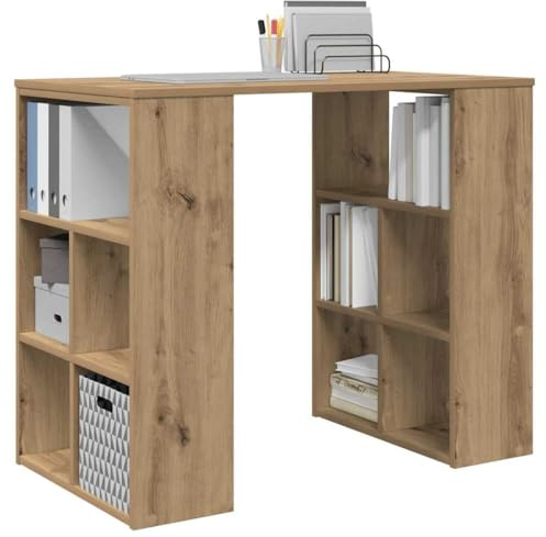 vidaXL Schreibtisch Artisan-Eiche Holzwerkstoff 90 x 50 x 75 cm | Mit eingebauten Regalen für alles Wichtige, Der schlichte Look bringt frischen Schwung in jeden Arbeitsplatz,