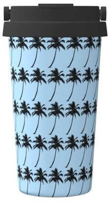 ENGhjes Palm Tree Printing Casual Travel Coffee Mug for Hot Cold Coffee Stainless Steel Tumbler for Home Office Travel