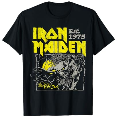 Iron Maiden Fear of The Dark Yellow Text T-Shirt